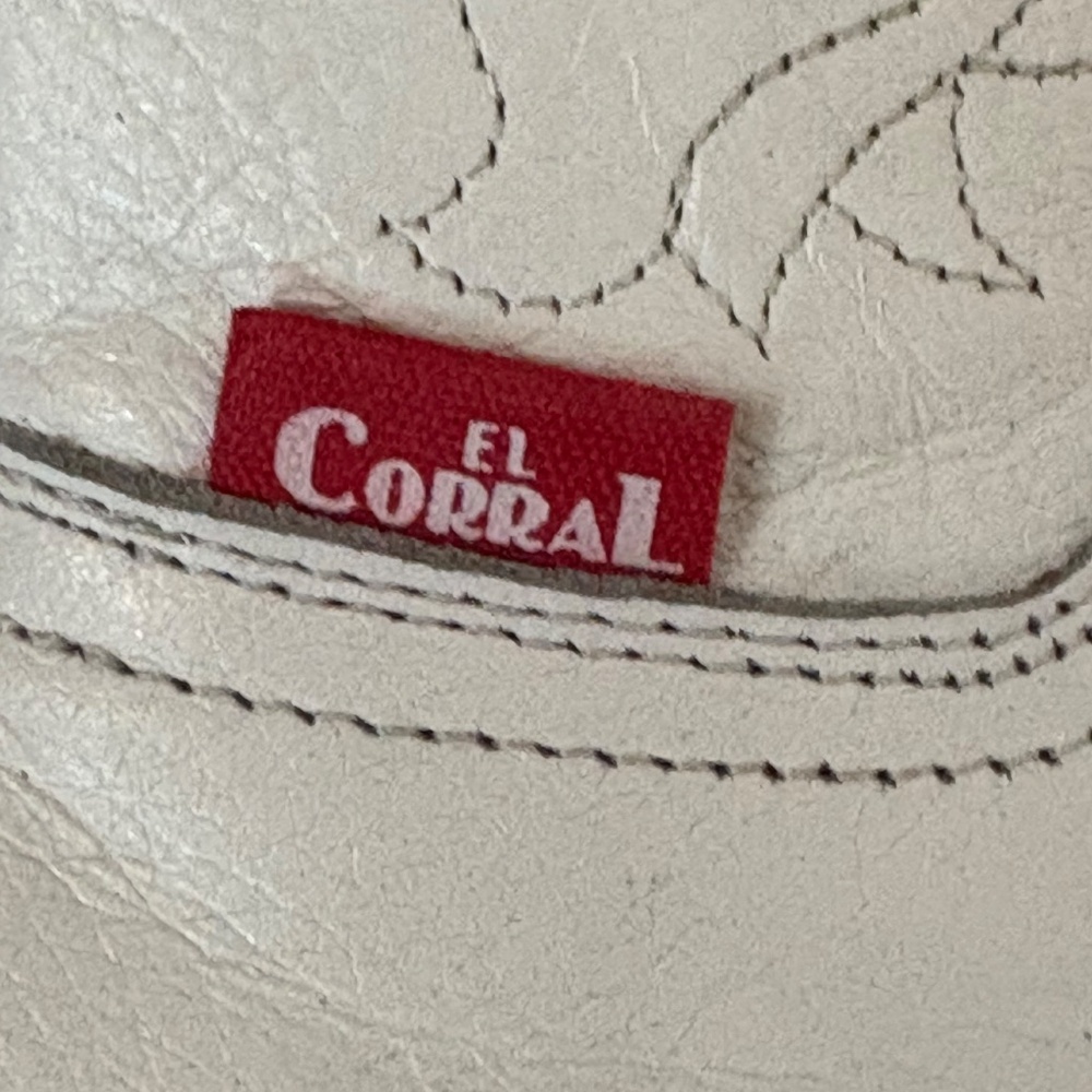 El Corral Western White Leather Bling Inlay boots - SZ 25.5 = 8.5 - Picture 8 of 16